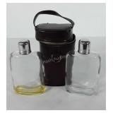 Two glass flasks with case