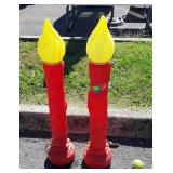Pair of Early Lighted Christmas Candles, Outdoor