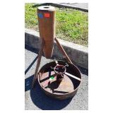 Two Vintage Christmas Tree Stands, wood tri leg