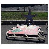 Vintage Christmas Lawn Decor, Santa in sleigh