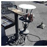 Two Stand Table Bases, one iron bird Bath Style