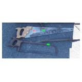 4pc Tools, meat saw, Carpenters saw, scales,