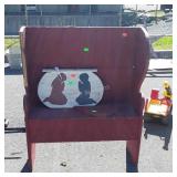 2pc Outdoor wood Bench note arm section is broke,