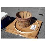 2 bushel baskets, 2 wood 28" Rings
