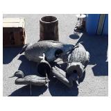 Hunters Decoys. Goose, owl, 2 ducks, poly body