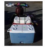 Two Wheeled Coolers, red Igloo needs cleaned but