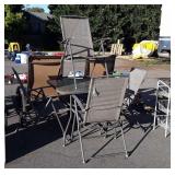 5pc Outdoor Table Set, 32" tempered glass top