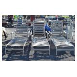 Three Poolside Chaise Lounges, aluminum framed,
