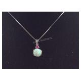 Sterling lab created milky opal and lab pink