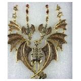 Brown Austrian crystal Halloween flying skeleton