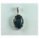 Sterling 4.8ct peacock color picture quartz