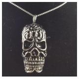 24in stainless skull pendant necklace