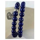 Two 7-8in lapis lazuli and grey chroma stretch