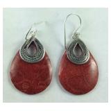 Sterling silver sponge coral earrings