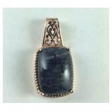 10.6ct Blue aventurine solitaire pendant in 14k