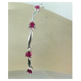 Sterling 7.25in lab created Ruby heart station