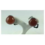 16.5ct carnelian stainless clip on stud earrings