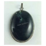 Sterling Silver Large Agate Stone Pendant 20.9