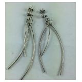 Very Long Sterling Silver Earrings 4.8 grams, 2