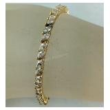 Sterling Silver Gold Tone CZ 