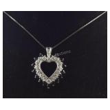 Heart Pendant With Blue And Clear CZ