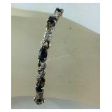 Two Tone Sapphire Bracelet 7.5"