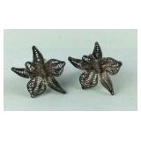 Flower Sterling Silver Earrings 3 grams, 1/2"