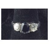 Sterling Silver Black Onyx & CZ Stones Ring 3.1