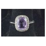 Sterling Silver Ring With Light Purple Stone &