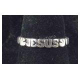 Sterling Silver Small Ring With The Word Jesus On