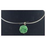 Sterling Silver Choker With A Green Ceramic