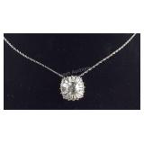 CZ Pendant And Sterling Silver Necklace 3 grams,