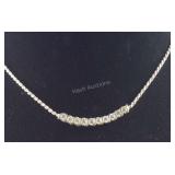 Silver Tone Choker Style Necklace With CZ Pendant