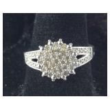 Sterling Silver .31 CTW Genuine Diamond Cluster
