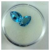 (2) 4.80 CT Blue Topaz Pear Cut Stone grams,