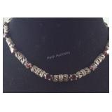 Sterling Silver Garnet & Marcasite Necklace