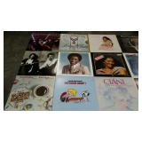 Large group of vinyl record albums, artists