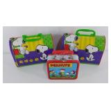 Three Peanuts lunchboxes, metal