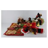 Thanksgiving decor, four plush turkeys, table