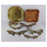 Brass Decor items plus bonus, tray, duck figures,