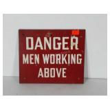 Wooden Danger men working above sign, 10" x 12"