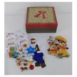 Jewelry box with pins and key rings