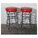 Advertising, two coca-cola bar stools, 29"