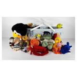 Toys, Bassinet basket filled with plush toys,