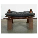 Camel saddle stool, inlay detail, 13" to seat