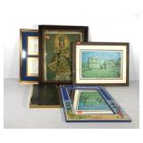 Wall art, early frame with religious print 20x24,