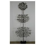 Metal potted tree sculpture, 78"