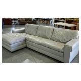 Leather look sofa with lounge end,wear as shown