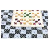 Knotted quilts, blue 48x72, colorful puffy 38x4,