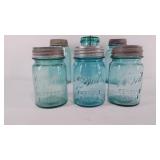 Six Ball Mason Jars, 7" and 5" tall